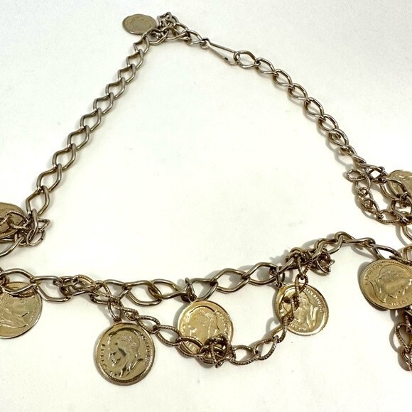Gold Coin Vintage Chain Link Belt One Size - Picture 5 of 7